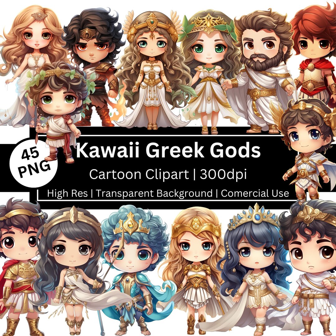 Kawaii Greek Gods Clipart Cartoon Chibi PNG Ancient History Greek 