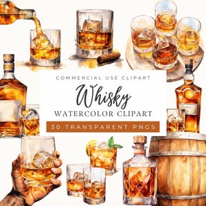 Bourbon clipart, whisky clipart, cocktailafbeelding, alcohol png, whiskyfles glas, barmenu drankjes, Vaderdag, commercieel gebruik, POD toegestaan