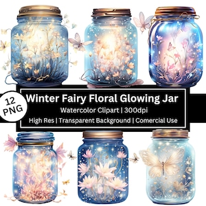Floral leuchtende Glas Clipart, Winter Fee hochwertige png, Verzaubert, Imagination, Fantasy, magisch, Schmetterlinge, kommerzielle Nutzung, POD erlaubt