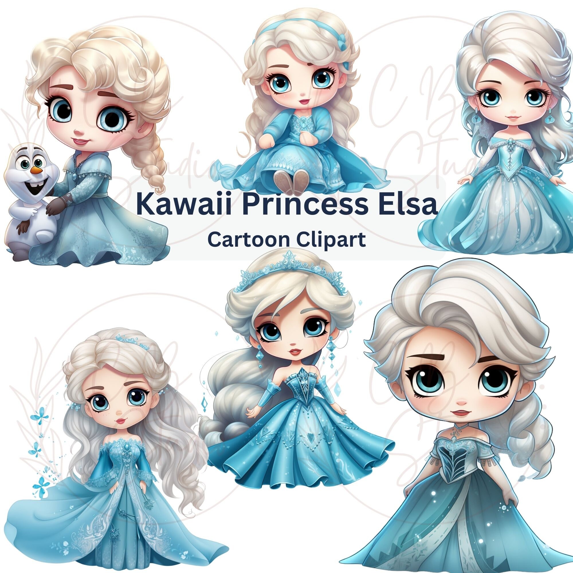 Princess Elsa Clipart, Kawaii Snow Princess, Chibi Adorable Girl