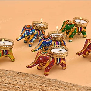 Indian Elephant T Light Candle Holder Set of 6/indian - Etsy