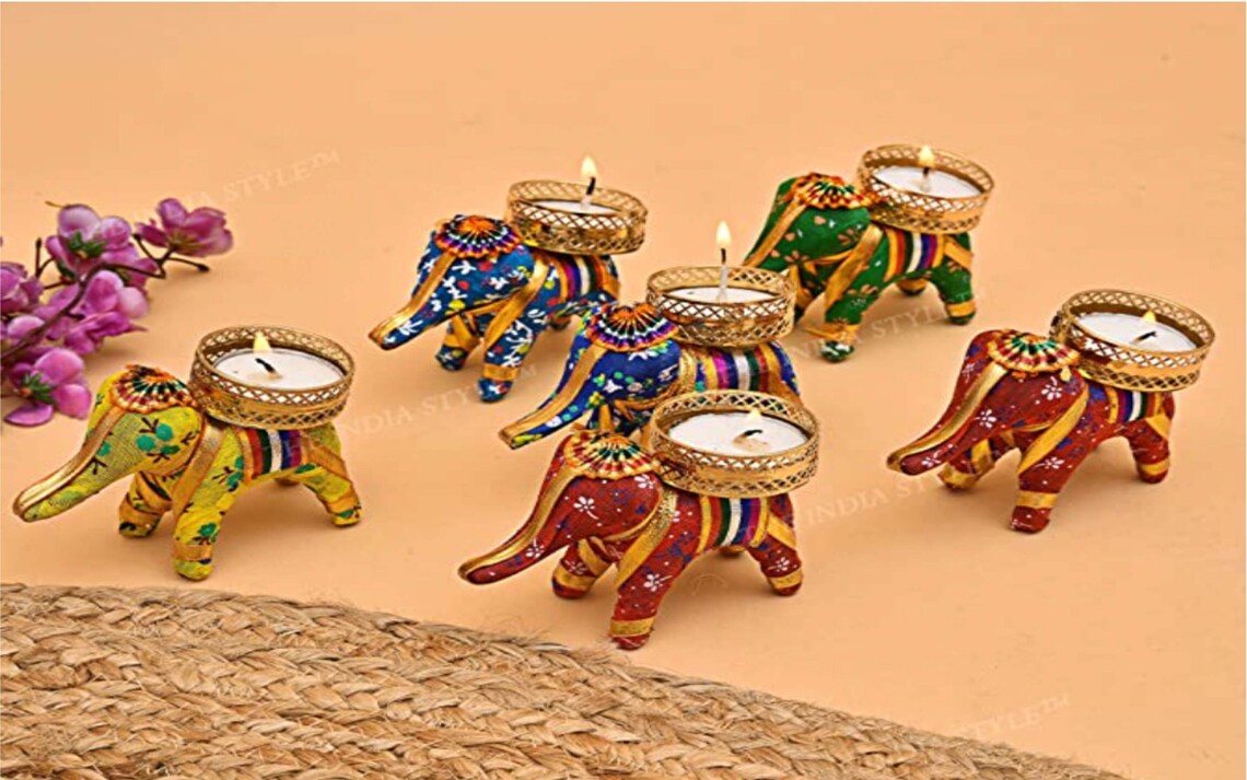 Indian Elephant T Light Candle Holder Set of 2/indian Etsy