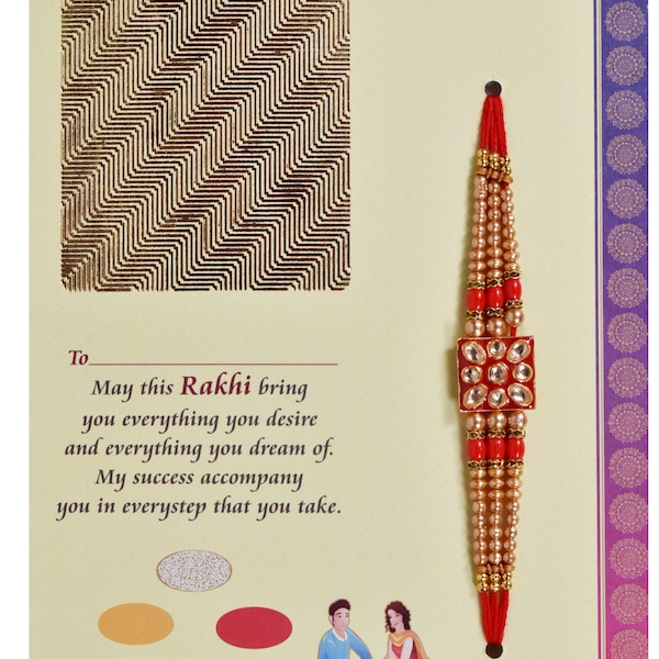 Raksha Bandhan Designer Rakhi For Loving Brother |Rakhi/Raksha Bandhan Special & Greeting Card Rakhi Gift with Roli Chawal for Your Brother