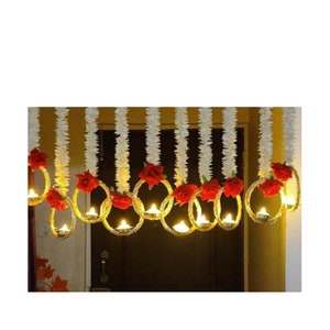 Hanging Light Diwali Decor T Light Candle Holder,Diwali decorations, Flower Hanging door hanging pooja decoration india House Warming