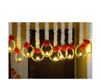 Hanging Light Diwali Decor T Light Candle Holder,Diwali decorations, Flower Hanging door hanging pooja decoration india House Warming