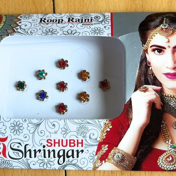 2 Pack Diamond Crystal Forehead Tattoo Sticker Body Jewels Small Round Bindi | Bharatanatyam/Kuchipudi / Wedding | Classical Dance Jewelry