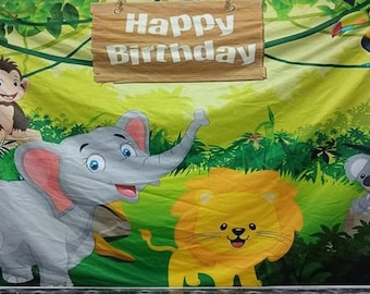 Jungle Safari Backdrop Banner fabrica Safari Animals Birthday Party Wild Birthday Party Animals Backdrop Birthday Decor Jungle theme