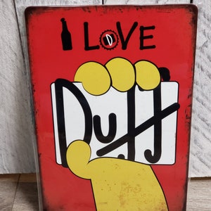 I Love Duff Beer Tin Sign