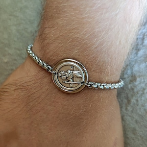 St Christopher Medal Bracelet, Saint Christopher Bracelet, Catholic Gift For Men Boys, Religious Jewelry For Men Women