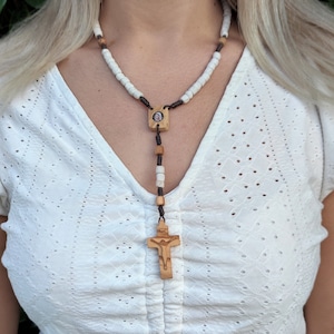 Steinperlen Rosenkranz, Holz und Stein Rosenkranz, Menstruation Rosenkranz, 925Er Steinperlen, Gebetskette für Frauen Männer