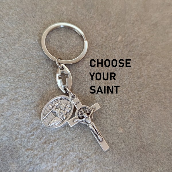 Make Custom Catholic Keychain, Choose Your Saint Medal For Keychain