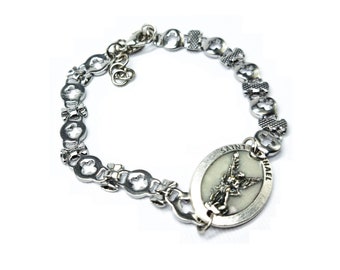 Michael Archangel Pendant, St Michael Chain Necklace, Dainty Catholic Bracelet, St Michael Charm, Handmade Religious Jewelry