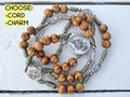 Saint Michael Chaplet With Olive Wood Prayer Beads, St Michael Dainty Rosary, Saint Michael Arch Angel Rosary, Catholic Car Accessories