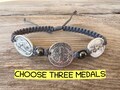 Catholic Saints Bracelet, Three Saint Charms Pendant, Religious Gift For Men Women Teens Adults Kids, Custom Made Gifts product logo