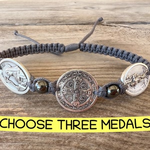 Katholieke heiligen armband, drie heilige charmes hanger, religieus cadeau voor mannen vrouwen tieners volwassenen kinderen, op maat gemaakte geschenken