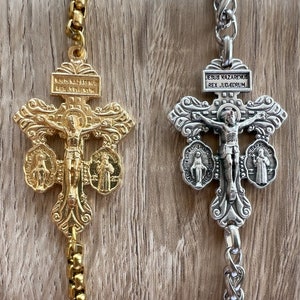 Bracciale a catena con pendente croce crocifisso perdono oro argento dorato