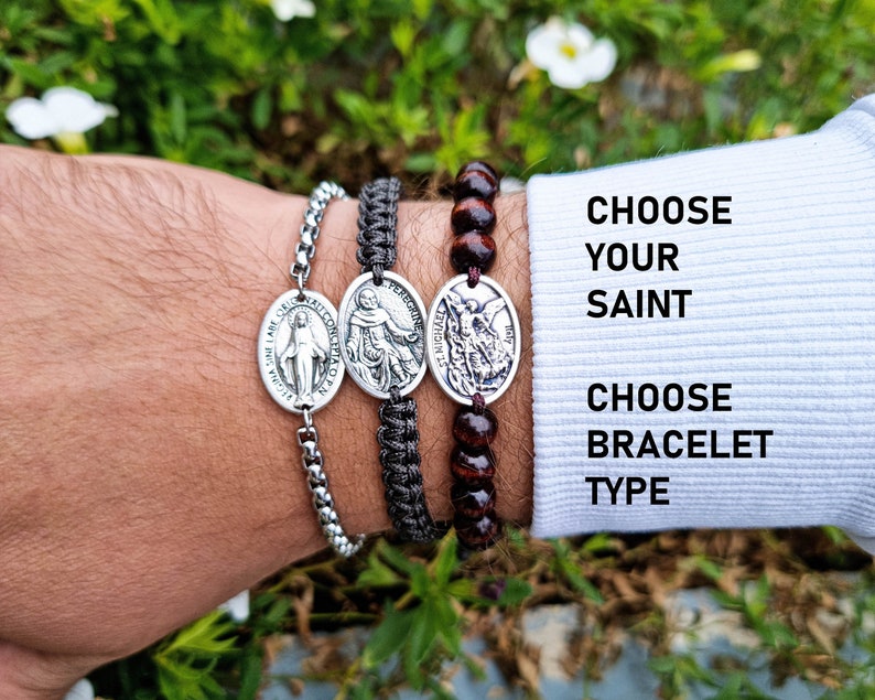 Custom Catholic Bracelet Choose Your Saint Charm Saint Etsy