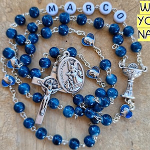 Catholic Rosary For First Communion, Rosary With Name, *CHOOSE SAINT and BEADS* Catholic Gifts For Women Men Girls Boys Grandma Grandpa