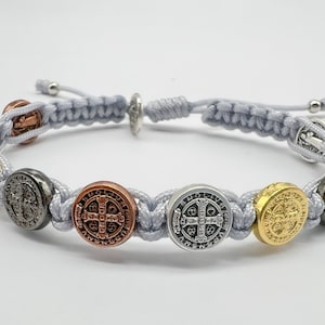 Saint Benedict Three Medals Bracelet, One Decade Bracelet, San Benito Charm Pendant Gift Catholic Rosario Rosary