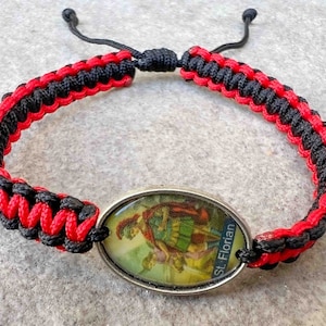 St Florian Medal Bracelet, Firefighters Gift Patron Saint Of Fire Fighter Saint Florian Charm Pendant