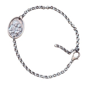 Saint Joseph Medal Chain Bracelet, Stainless Steel Chain, Adjustable, Father&#39;s Day Gift