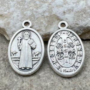 KATHOLISCHE MEDAILLEN GROßHANDEL 1 5 10 25 Heiliger Benedikt San Benito Medaille Charm Anhänger, katholische Medaillen Lot, katholischer Schmuck Bulk
