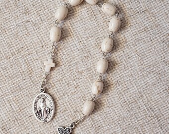 One Decade Miraculous Rosary Chaplet Coral Beads