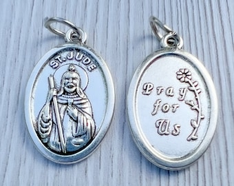 CATHOLIC MEDALS WHOLESALE 1 5 10 25 Saint St Jude Medal Charm Pendant, Catholic Medals Lot, Catholic Jewelry Bulk