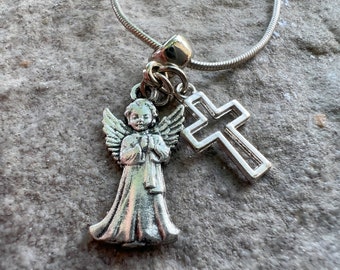 Collana con ciondolo angelo custode ciondolo croce medaglia protezione gioielli regalo per donne ragazze nonna cresima regalo per la sua prima comunione