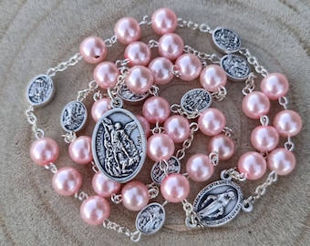 Saint Michael Rosary Chaplet, St Michael Medal Rosary, Catholic Jewelry, Gift For Confirmation, Gift For Police Officer, Policeman's Prayer
