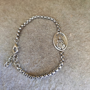 Catholic Chain Bracelet, Catholic Jewelry, Catholic Bracelet, Stainless Steel Bracelet, Saint St Jude Medal Charm Pendant