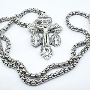 Collar cristiano con crucifijo de perdón, colgante de cruz católica, San Benito Milagroso, cadena de acero inoxidable, regalo religioso para hombres y mujeres.
