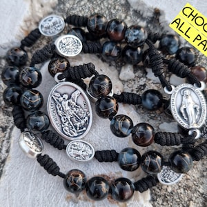 St Michael Rosary Beads Catholic, Saint Michael Pocket Chaplet, Saint Michael Arch Angel Rosary, Catholic Car Accessories, Dainty Rosaries