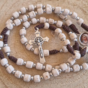 Medjugorje Rosary Handmade, Medjugorje Stone Beads, Gospa Medal Rosary, Virgin Mary Rosary, Saint Benedict Rosary