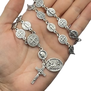 Saint Benoît Saint Michel Rosaire, Don Religieux Pour Hommes Femmes Saint Benito Rosario Médaille de Charme Pendentif Patron Saint Protection