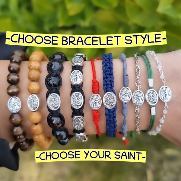 CHOOSE YOUR STYLE bracelet, St Michael Bracelet, Saint Michael Bracelet, Saint Michael Medal, St Michael Charm Pendant, Religious Jewelry