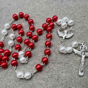 Heiliger Geist Rosenkranz Chaplet, Dreifaltigkeitskreuz mit bunten Gebetsperlen, Heiliger Geist Taube aktivieren