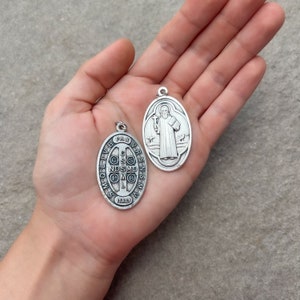 KATHOLISCHE MEDAILLEN GROßHANDEL 1 5 10 25 St. Benedikt San Benito Charm Anhänger Medaille Silber, katholische Medaillen Lot, katholischer Schmuck Bulk