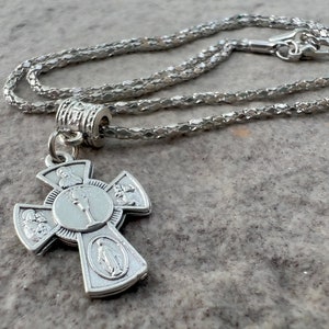 Catholic Necklace For First Communion Confirmation Gift For Women Girls Religious Stainless Steel Cross Pendant Miraculous St Christopher