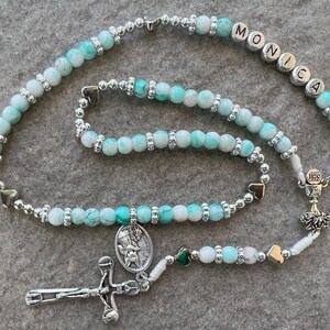 Catholic Rosary For Women Girls, Personalized Communion Rosary Chaplet, Rosary With Name, Choose Your Saint, Colorful Prayer Beads Chaplet