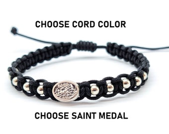 Catholic Saint Bracelet, Custom Catholic Bracelet, Handmade Catholic Jewelry, Catholic Saints Medals Bracelet, Religious Gift For Men Women