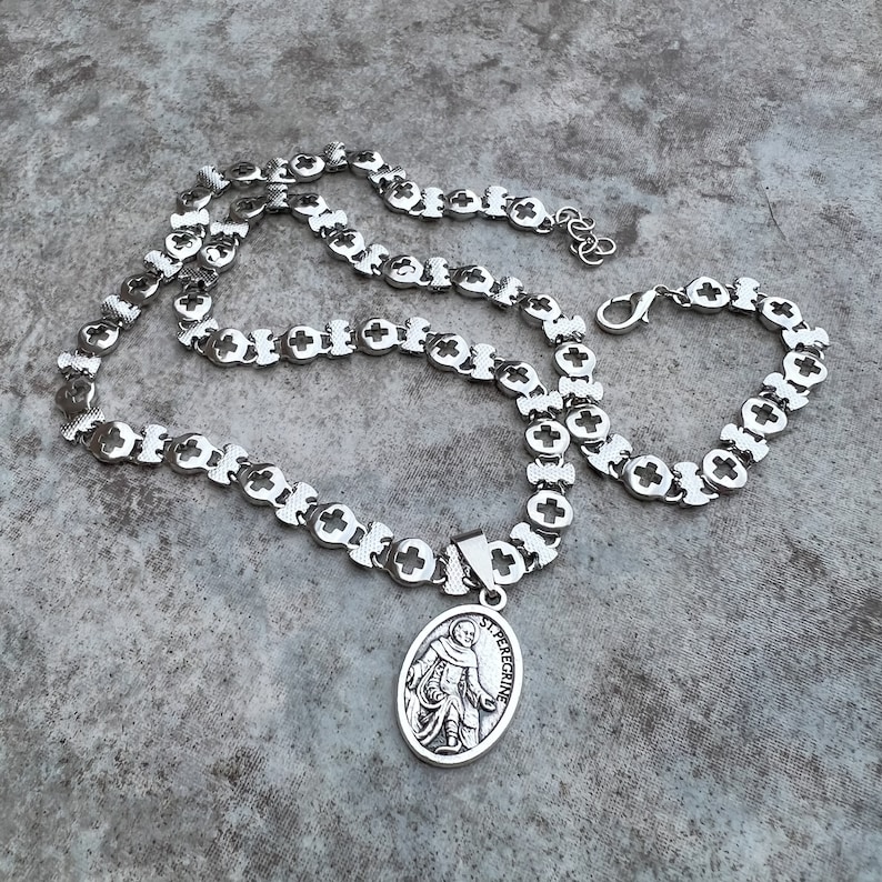 Catholic Saint Medal Necklace, Stainless Steel Chain, Religious Jewelry ...