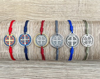 Braccialetto con medaglia di San Benedetto, smalto colorato, regalo cattolico