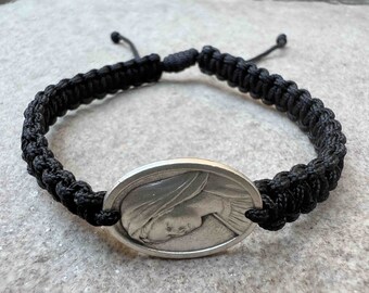 Vierge Marie Bracelet Médaille Charme Pendentif Protection Bijoux Cadeau Religieux Pour Femmes Hommes Catholique Filles Garçons Adultes Adolescents Enfants Elle Lui RCIA