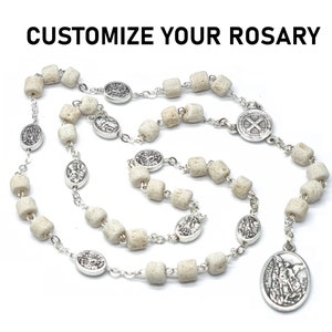 Saint Michael Stone Rosary, Catholic Handmade Gift, Stone Beads, Rosary Decade, Stone Catholic Gift