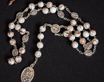 Ciondolo con medaglia del ciondolo del rosario della coroncina di San Michele, regalo per l'ufficiale di polizia, regalo del poliziotto Poliziotte Soldato Santo Patrono