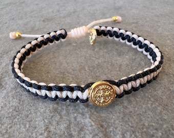 Custom Catholic Gifts, Catholic Saint Bracelet, Choose Your Saint, Adjustable Bracelet With Charm Pendant, Colorful Bracelet