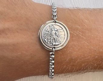 Gift For Travellers Protection, Saint Christopher Pendant Bracelet, St  Christopher Medal Charm, Stainless Steel Chain