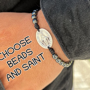 Religious Bracelet For Men Women, Catholic Bracelet With Charm, St Charbel Bracelet, Miraculous Bracelet, Catholic Jewelry For Girls Boys