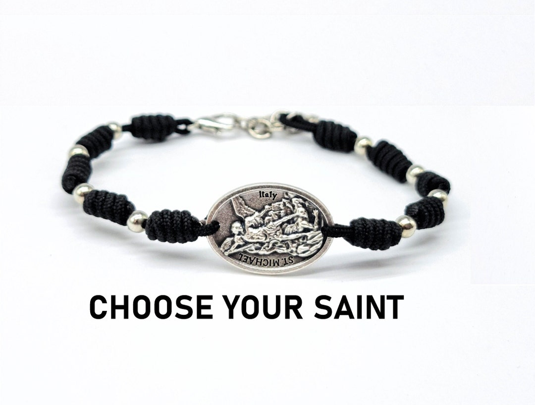 Catholic Bracelet Rosary With Saint Michael Medal, Adjustable Bracelet
